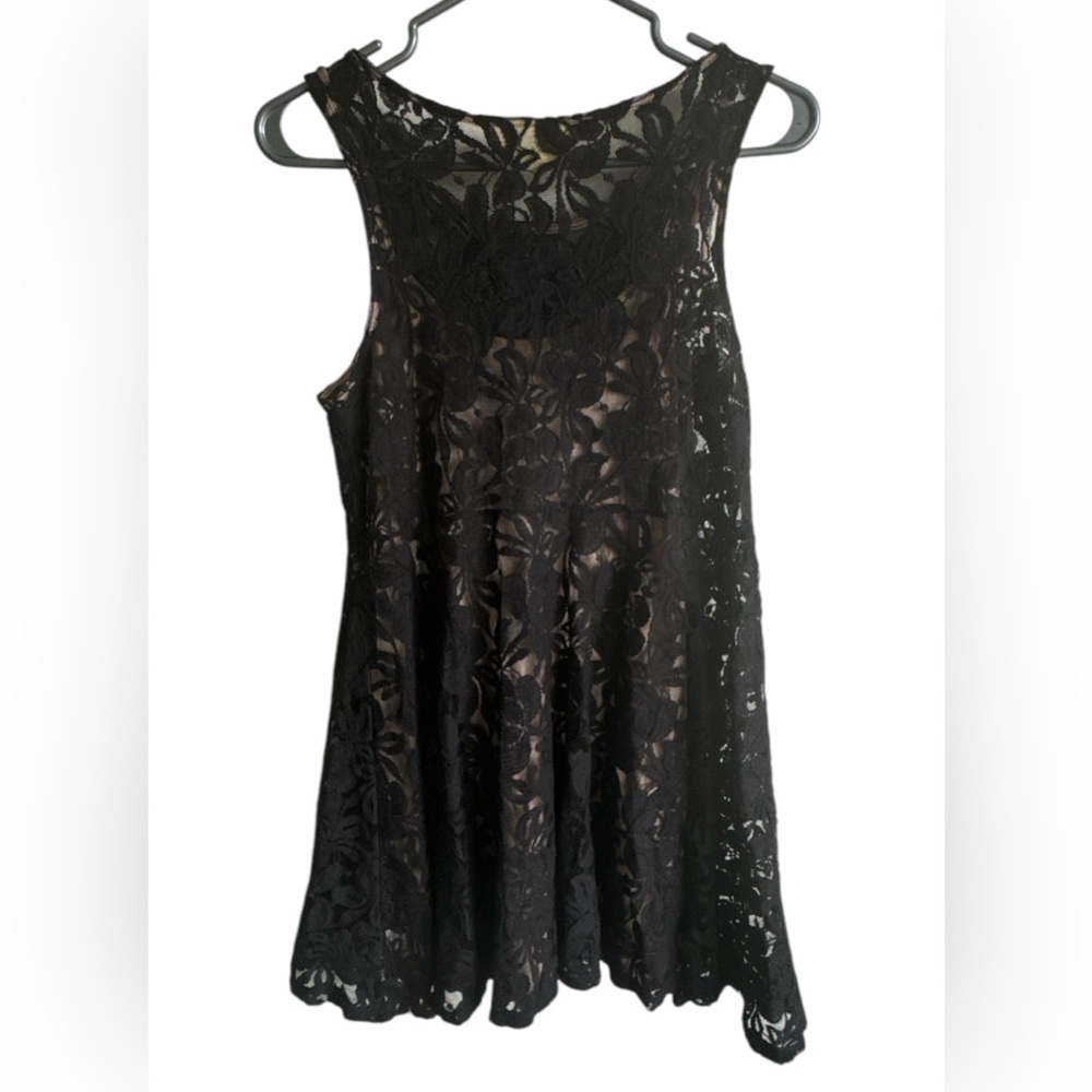 Free People Floral Miles Of Lace Lined Sheer Sleeveless Mini Dress Sz S - Picture 2 of 4